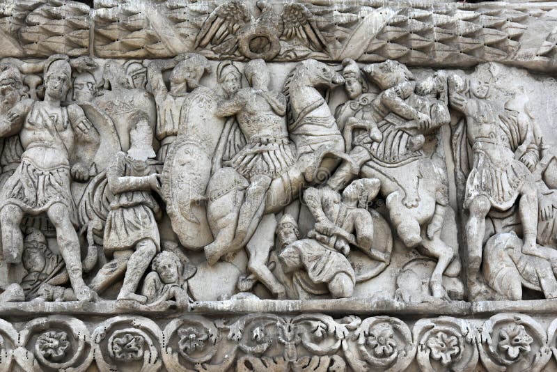 Szczegół triumfalny łuk Galerius, Saloniki - fotografia stock Szczegół triumfalny łuk Galerius, Saloniki - fotografia stock