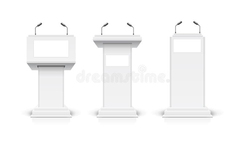 Szczegółowy realistyczny zestaw motywacyjny 3d White Blank Podium Wektor ilustracji