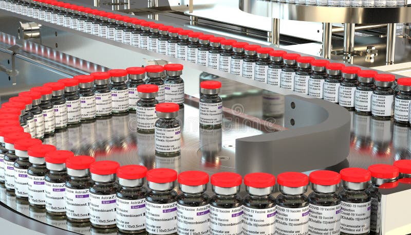 Szczepionki astrazeneca przeciwko covid19 na linii produkcyjnej