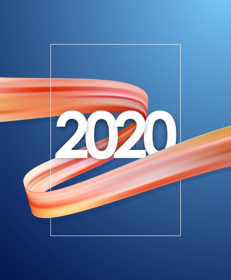 Szczotkarskiego uderzenia nafciana lub akrylowa farba z nowym rokiem 2020 Plakatowy modny projekt ilustracja wektor Szczotkarskiego uderzenia nafciana lub akrylowa farba z nowym rokiem 2020 Plakatowy modny projekt ilustracja wektor