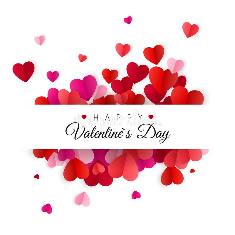 Happy Valentines Day and Wedding Design Elements. White Background Decorated by Colorful Paper Hearts. Vector illustration. Happy Valentines Day and Wedding Design Elements. White Background Decorated by Colorful Paper Hearts. Vector illustration.