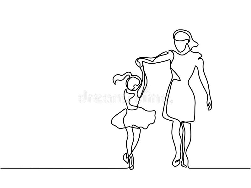 Szczęśliwa dancingowa kobieta - ciągły kreskowy rysunek