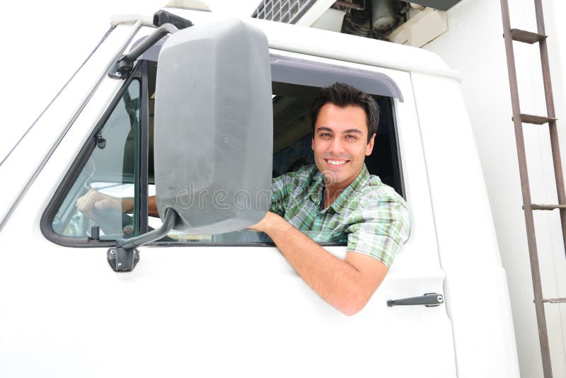 Szczęśliwa kierowca ciężarówka
