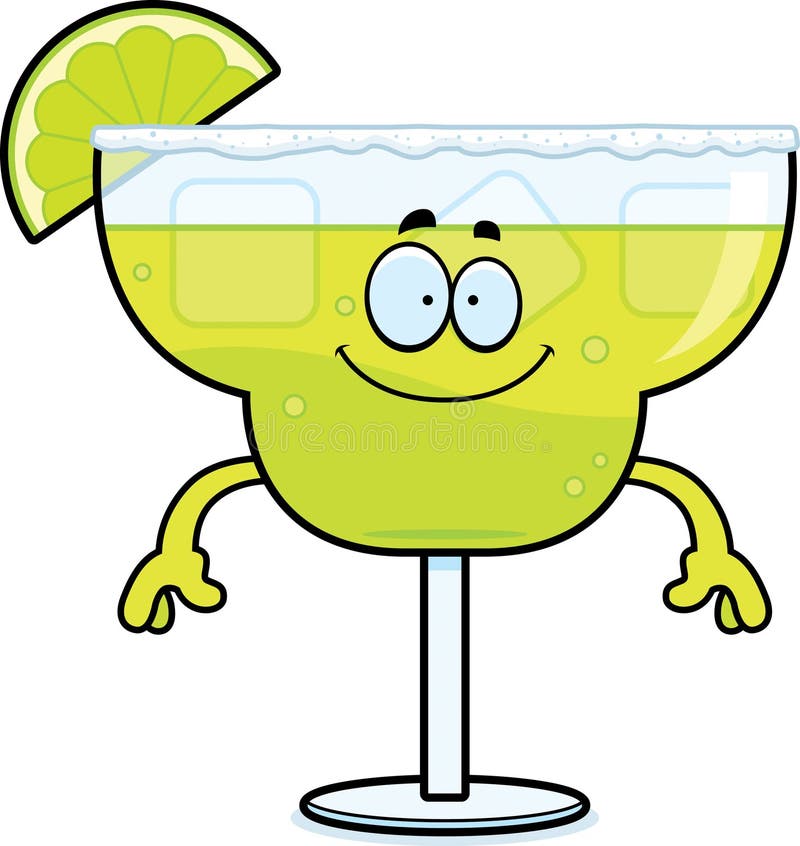 A cartoon illustration of a margarita looking happy. A cartoon illustration of a margarita looking happy.