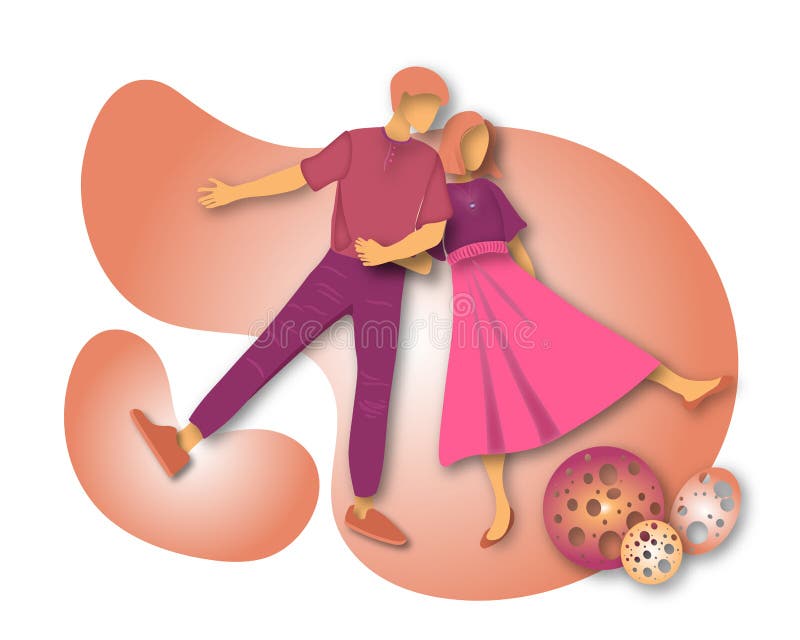 Szczęśliwa odprowadzenie para na białym tle Mężczyzna i kobieta Wektorowa ilustracja w płaskim stylu royalty ilustracja Szczęśliwa odprowadzenie para na białym tle Mężczyzna i kobieta Wektorowa ilustracja w płaskim stylu royalty ilustracja