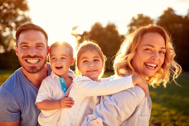 Happy family with male and female children. Happy family with male and female children