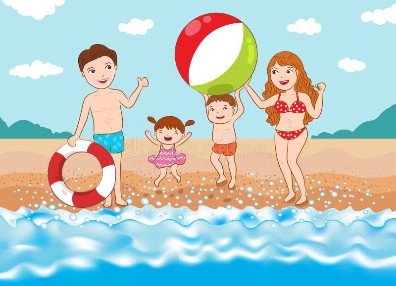 szczęśliwa rodzina na plaży ilustracja wektor szczęśliwa rodzina na plaży ilustracja wektor