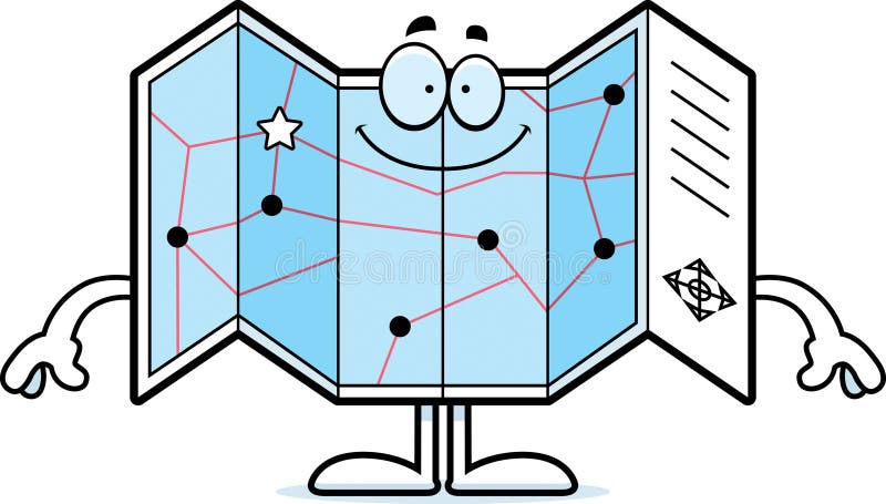 Szczęśliwej kreskówki Drogowa mapa ilustracji Szczęśliwej kreskówki Drogowa mapa ilustracji