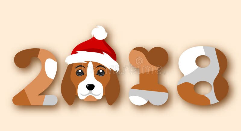 Szczęśliwy Chiński nowy rok 2018, twarz pies w Santa kapeluszu ilustracji Szczęśliwy Chiński nowy rok 2018, twarz pies w Santa kapeluszu ilustracji