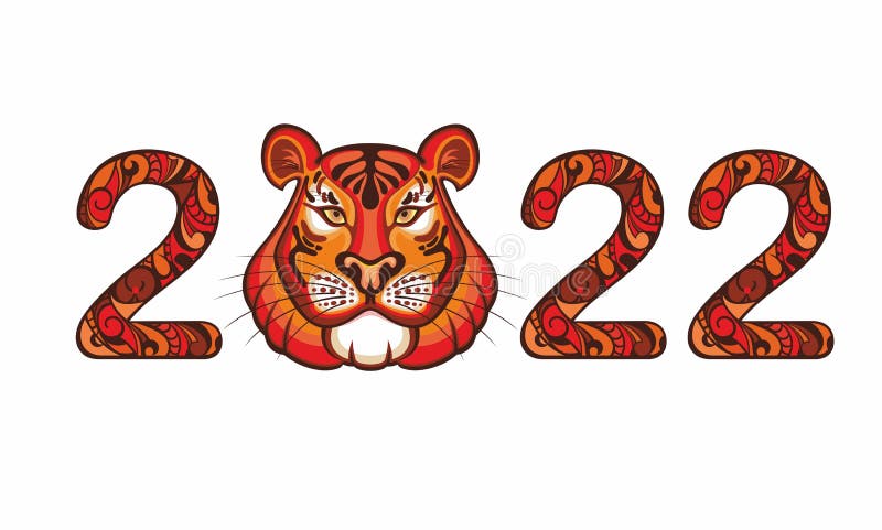 Szczęśliwy chiński nowy rok 2022 tygrys zodiak royalty ilustracja