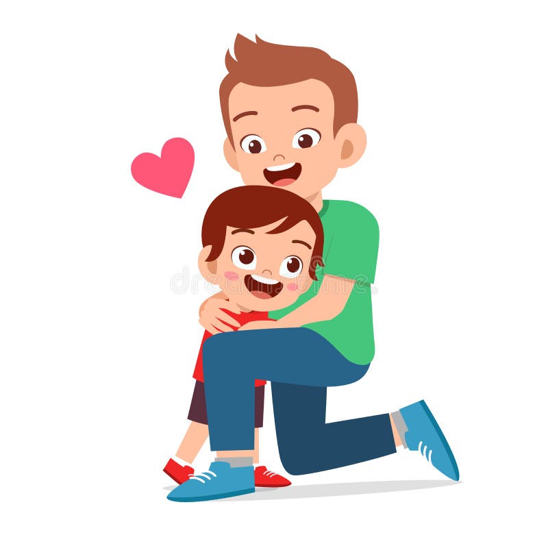 Szczęśliwy chłopak przytulający tatę ilustracja wektor