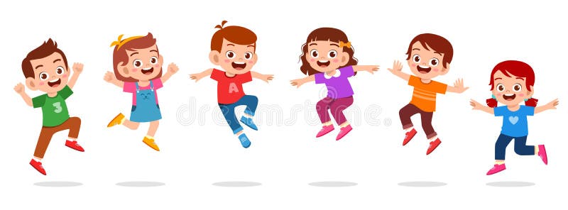 szczęśliwy dzieciak chłopak i dziewczyna skok
