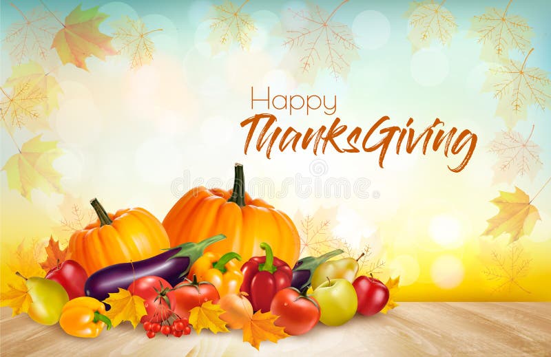 Happy Thanksgiving Background with colorful fruit and vegetables. Vector. Happy Thanksgiving Background with colorful fruit and vegetables. Vector.