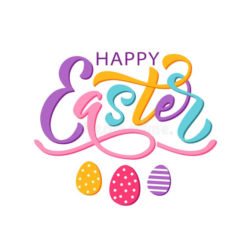 Szczęśliwy Easter tekst Wektorowa ilustracja odizolowywająca na biały tle Ręka rysujący tekst dla Wielkanocnej karty ilustracja wektor