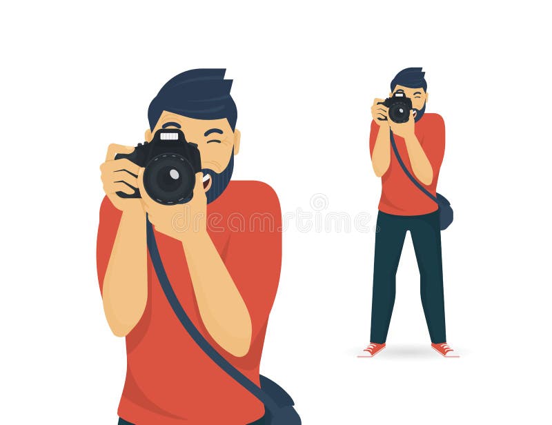 Szczęśliwy fotograf bierze fotografię ilustracji Szczęśliwy fotograf bierze fotografię ilustracji