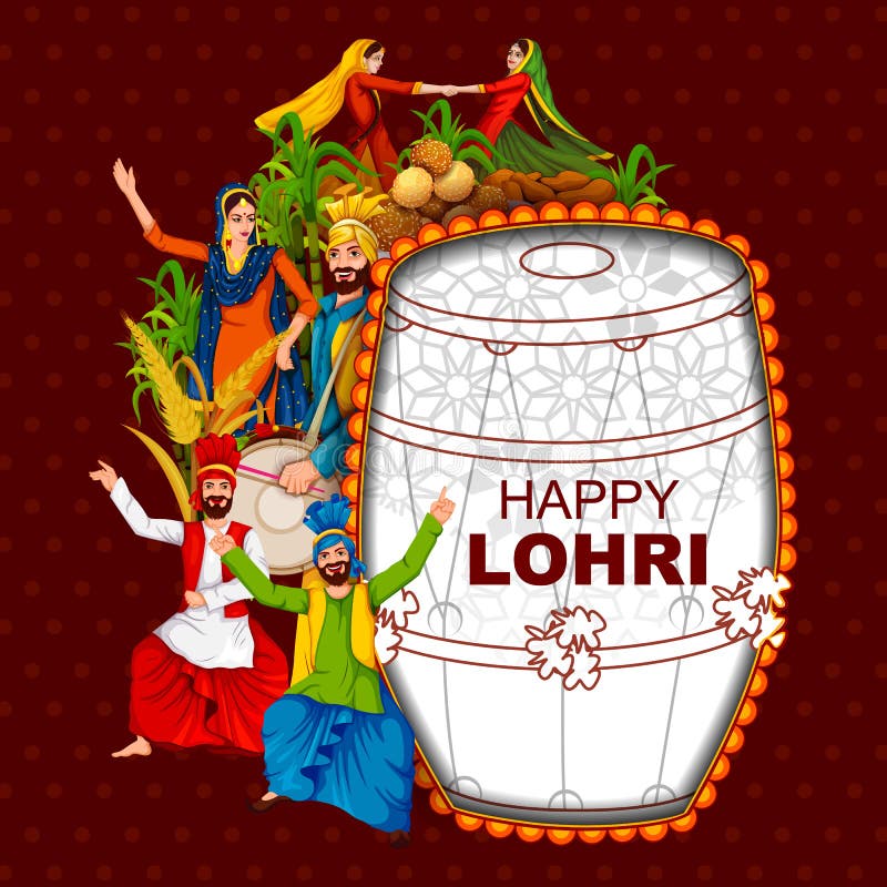 Easy to edit vector illustration on Happy Lohri festival of Punjab India background. Easy to edit vector illustration on Happy Lohri festival of Punjab India background