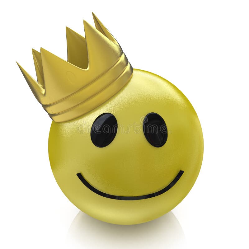 Happy smiley with crown in the design of the information related to the manifestation of emotions. Happy smiley with crown in the design of the information related to the manifestation of emotions