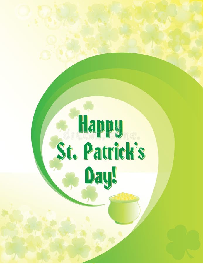 Szczęśliwy St Patrick ` s dnia plakat z shamrocks i garnkiem złoto royalty ilustracja Szczęśliwy St Patrick ` s dnia plakat z shamrocks i garnkiem złoto royalty ilustracja