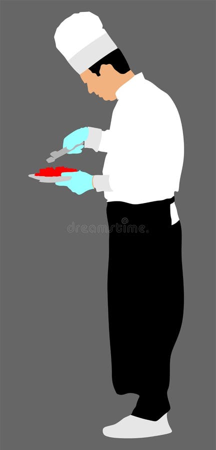 Szef kuchni w kuchennym wektorze Cook przy pracą w restauraci ilustracja wektor Szef kuchni w kuchennym wektorze Cook przy pracą w restauraci ilustracja wektor
