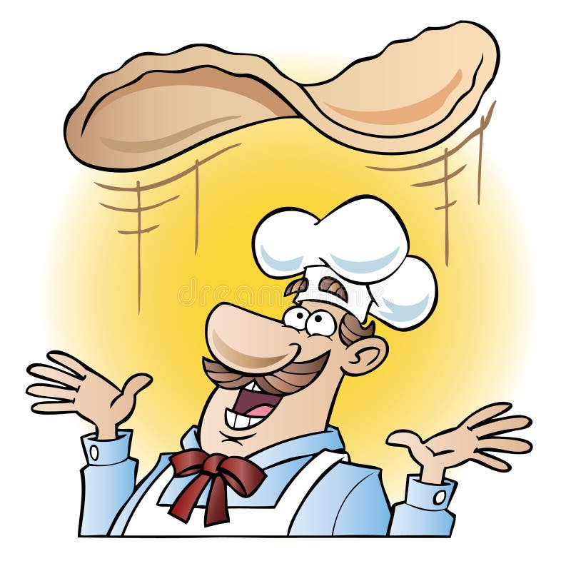 Szefa kuchni podrzucania pizzy ciasto royalty ilustracja Szefa kuchni podrzucania pizzy ciasto royalty ilustracja