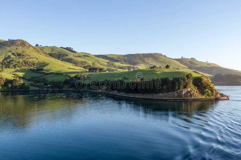 Szenische Ansicht von Otago-Hafen, Dunedin stockfotografie Szenische Ansicht von Otago-Hafen, Dunedin stockfotografie
