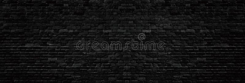 Szeroka stara czarna? ciany z cegie? tekstura Ciemna kamieniarstwo panorama Brickwork grunge panoramiczny t? o royalty ilustracja