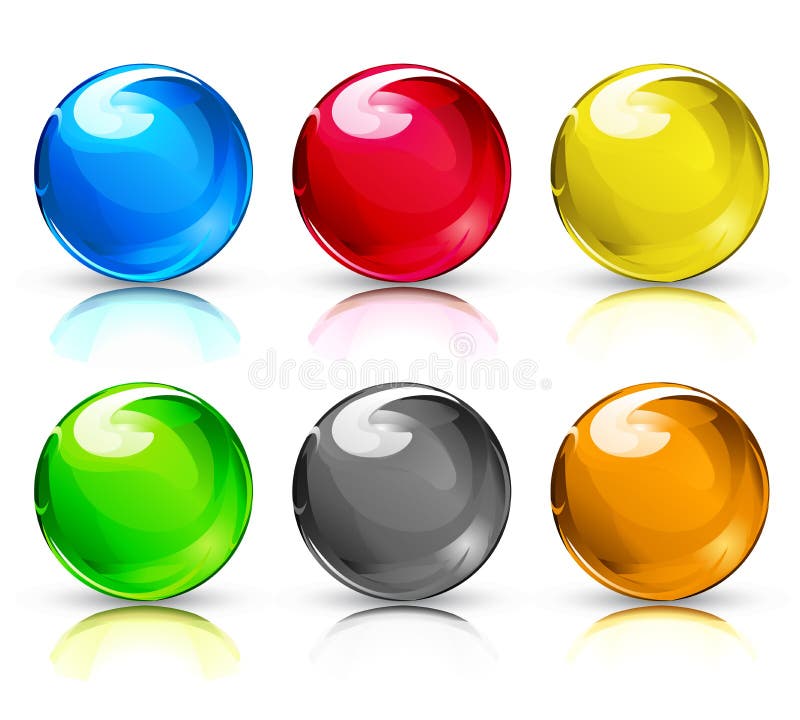 Vector illustration set of colouful refracting Glass balls/button spheres on a white background. Vector illustration set of colouful refracting Glass balls/button spheres on a white background.