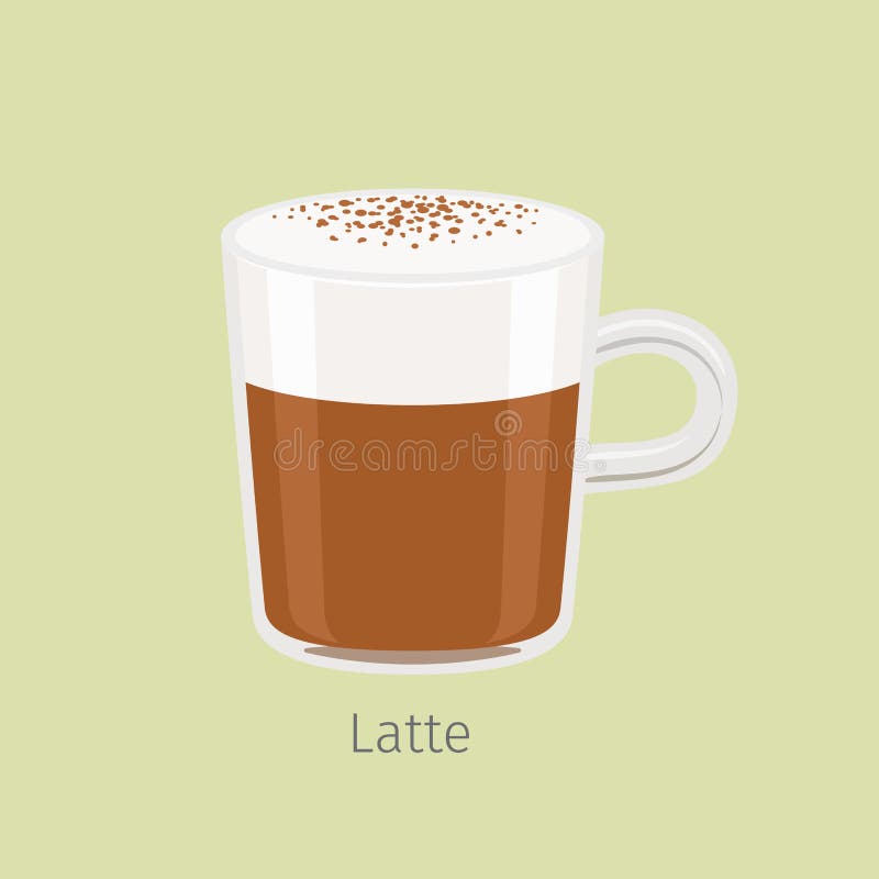 Szklany kubek z Aromatycznym Latte mieszkania wektorem royalty ilustracja