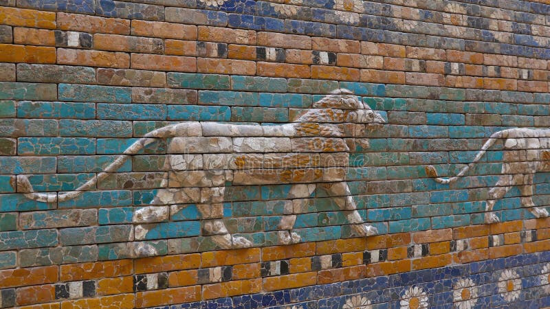 Szkliwiona ceglana wypustka z ishtar gate of babylon