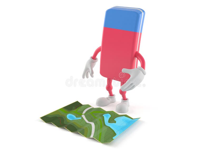 Szkolny gumowy charakter patrzeje mapę ilustracja wektor Szkolny gumowy charakter patrzeje mapę ilustracja wektor