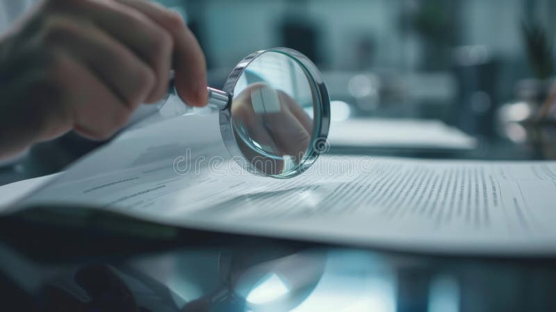 Szkło powiększające wygenerowane przez documentAI zdjęcie stock