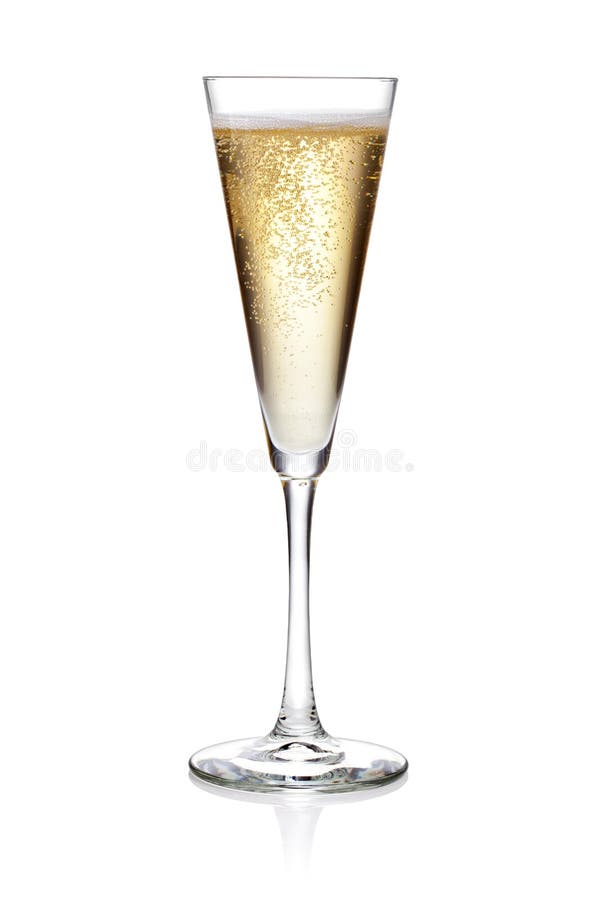 Glass of champagne on a white background. Glass of champagne on a white background