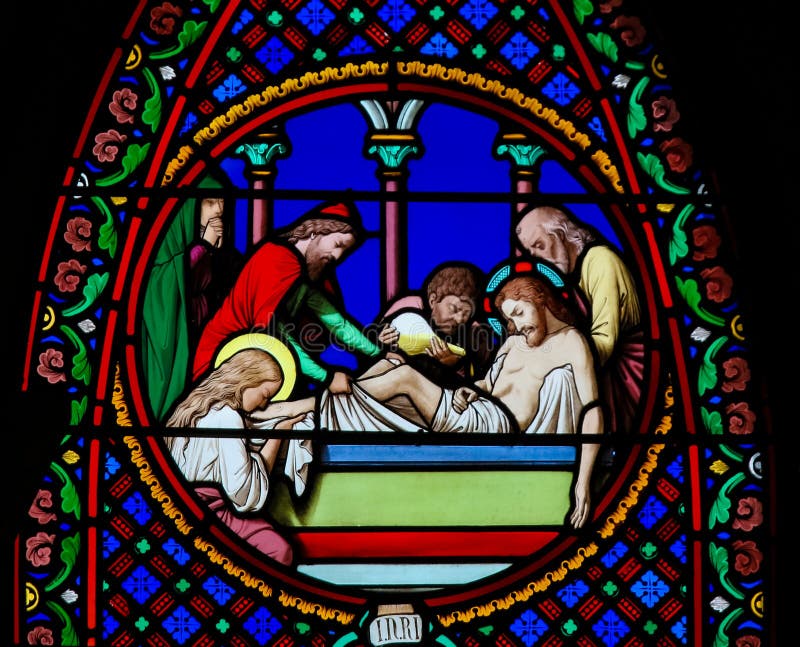 SzkÅ‚o Å‚aÅ„cuchowe w Notre-Dame-des-flots, Le Havre - Pogrzeb Jezusa