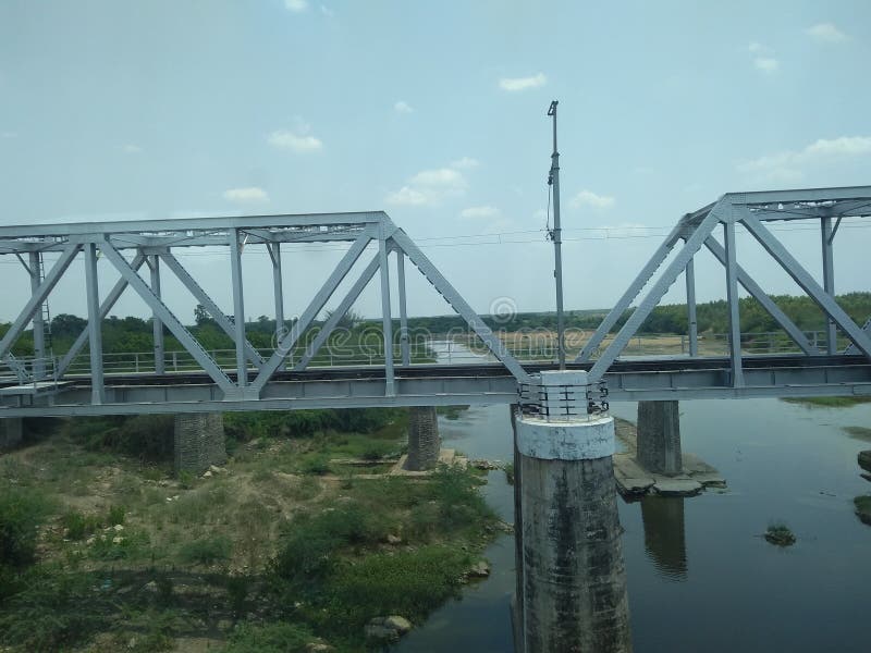 This rail bridge is on Indian river Krishna in south india. This rail bridge is on Indian river Krishna in south india.