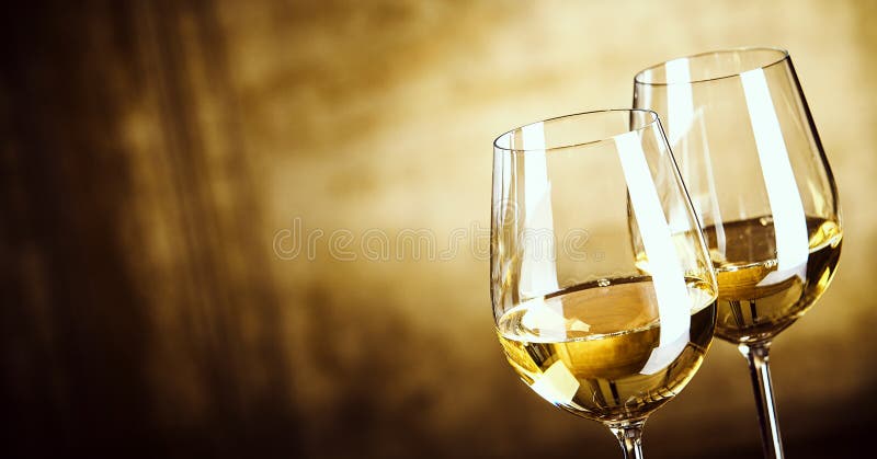 Sztandar Dwa szkła biały wino z kopii przestrzenią