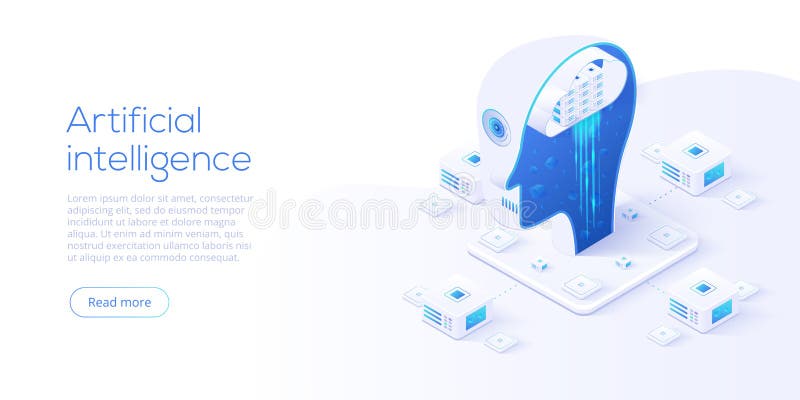 Sztucznej inteligencji lub neural sieci pojęcie w isometric wektorowej ilustracji Neuronet lub ai technologii tło z ilustracji Sztucznej inteligencji lub neural sieci pojęcie w isometric wektorowej ilustracji Neuronet lub ai technologii tło z ilustracji