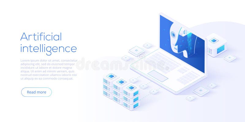 Sztucznej inteligencji lub neural sieci pojęcie w isometric wektorowej ilustracji Neuronet lub ai technologii tło z ilustracji Sztucznej inteligencji lub neural sieci pojęcie w isometric wektorowej ilustracji Neuronet lub ai technologii tło z ilustracji