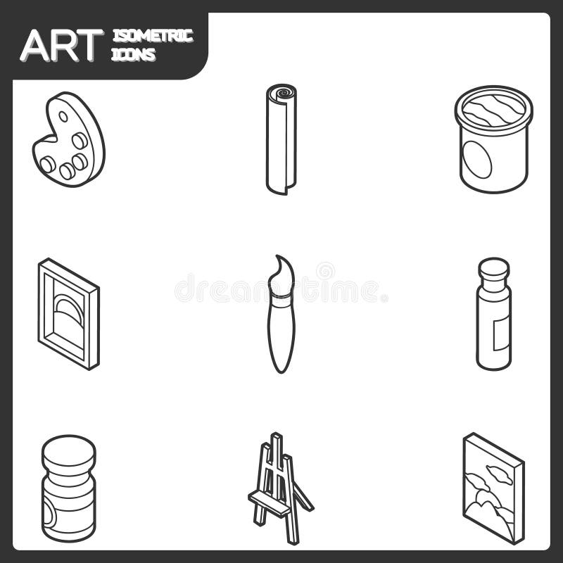 Sztuka konturu isometric ikony ustawiać ilustracja wektor Sztuka konturu isometric ikony ustawiać ilustracja wektor
