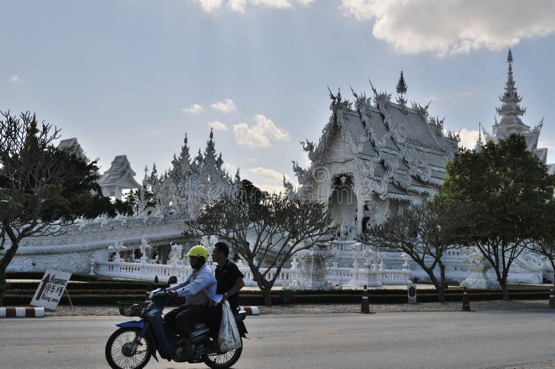 Sztuki przyciągań pięknego chiang kulturalnego delikatnego khun rai rong zadania świątynny Thailand wat biel zdjęcia royalty free