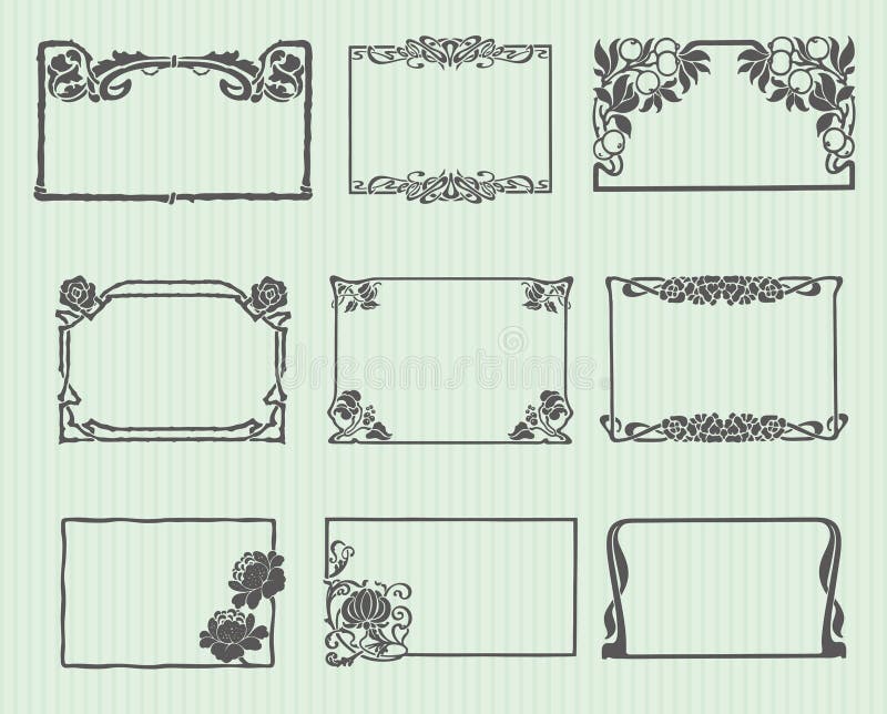 sztuki ramowy horyzontalny nouveau set ilustracja wektor sztuki ramowy horyzontalny nouveau set ilustracja wektor