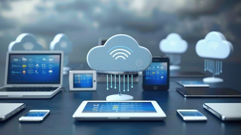 Szybka łączność internetowa Wi-Fi dzięki szybkim sieciom bezprzewodowym umożliwiającym płynne przeglądanie strumieniowe i ilustracja wektor