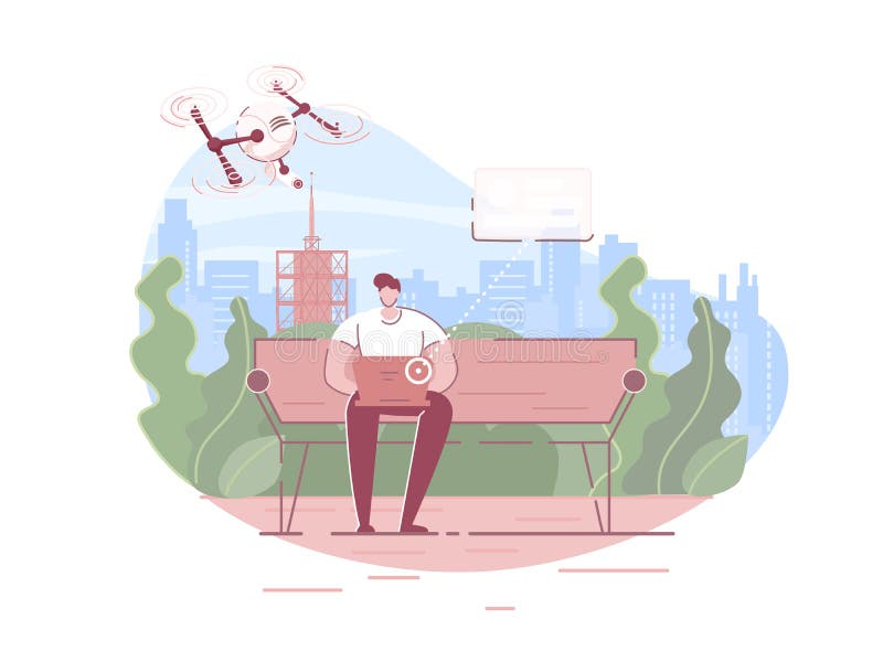 Szybki nadzór nad dronem plakatu. royalty ilustracja