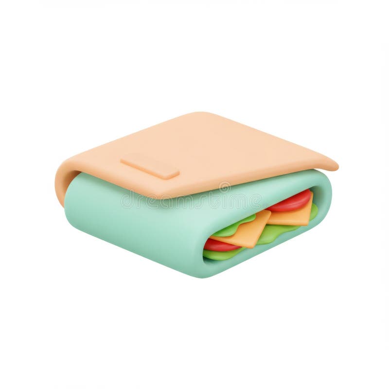Sándwich 3D de color verde y naranja pastel ilustración del vector