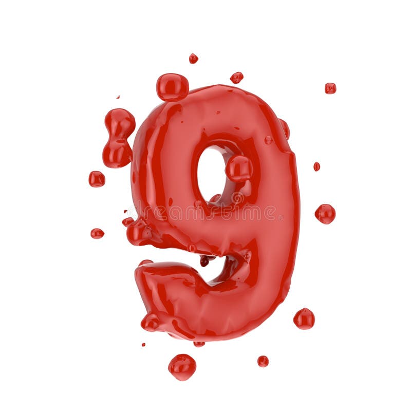 Sânge roșu numărul 9 izolat pe fond alb vector illustration