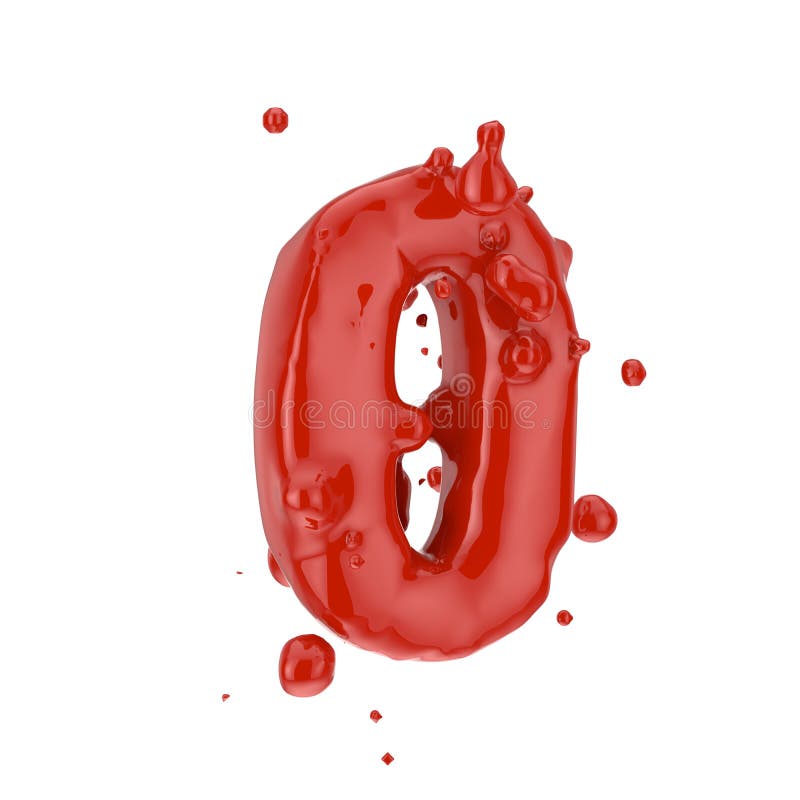 Sânge roșu numărul 0 izolat pe fond alb stock illustration