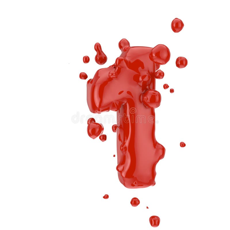 Sânge roșu numărul 1 izolat pe fond alb stock illustration
