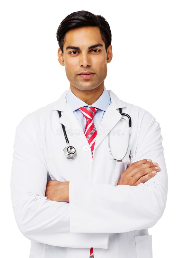 Säker manlig doktor With Arms Crossed royaltyfri bild Säker manlig doktor With Arms Crossed royaltyfri bild