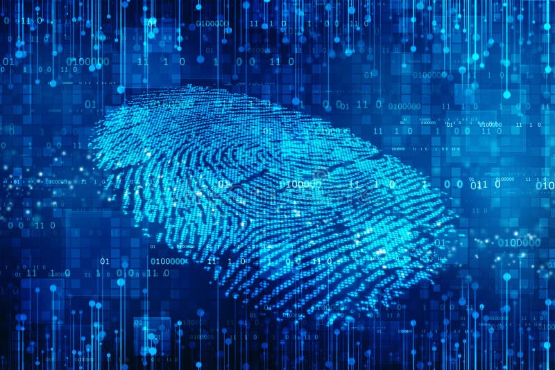 Säkerhetsbegrepp: fingeravtryckscanning på den digitala skärmen 2d illustration vektor illustrationer Säkerhetsbegrepp: fingeravtryckscanning på den digitala skärmen 2d illustration vektor illustrationer