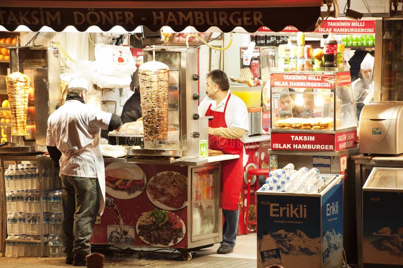 Sälja kebap i Taksim Istanbul Turkiet
