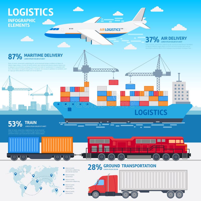 Sänker infographic beståndsdelar för logistik och för trans. vektorillustrationen stock illustrationer Sänker infographic beståndsdelar för logistik och för trans. vektorillustrationen stock illustrationer